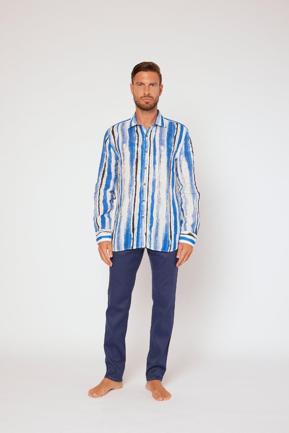 120% Lino Long sleeve slim fit shirt Offerta