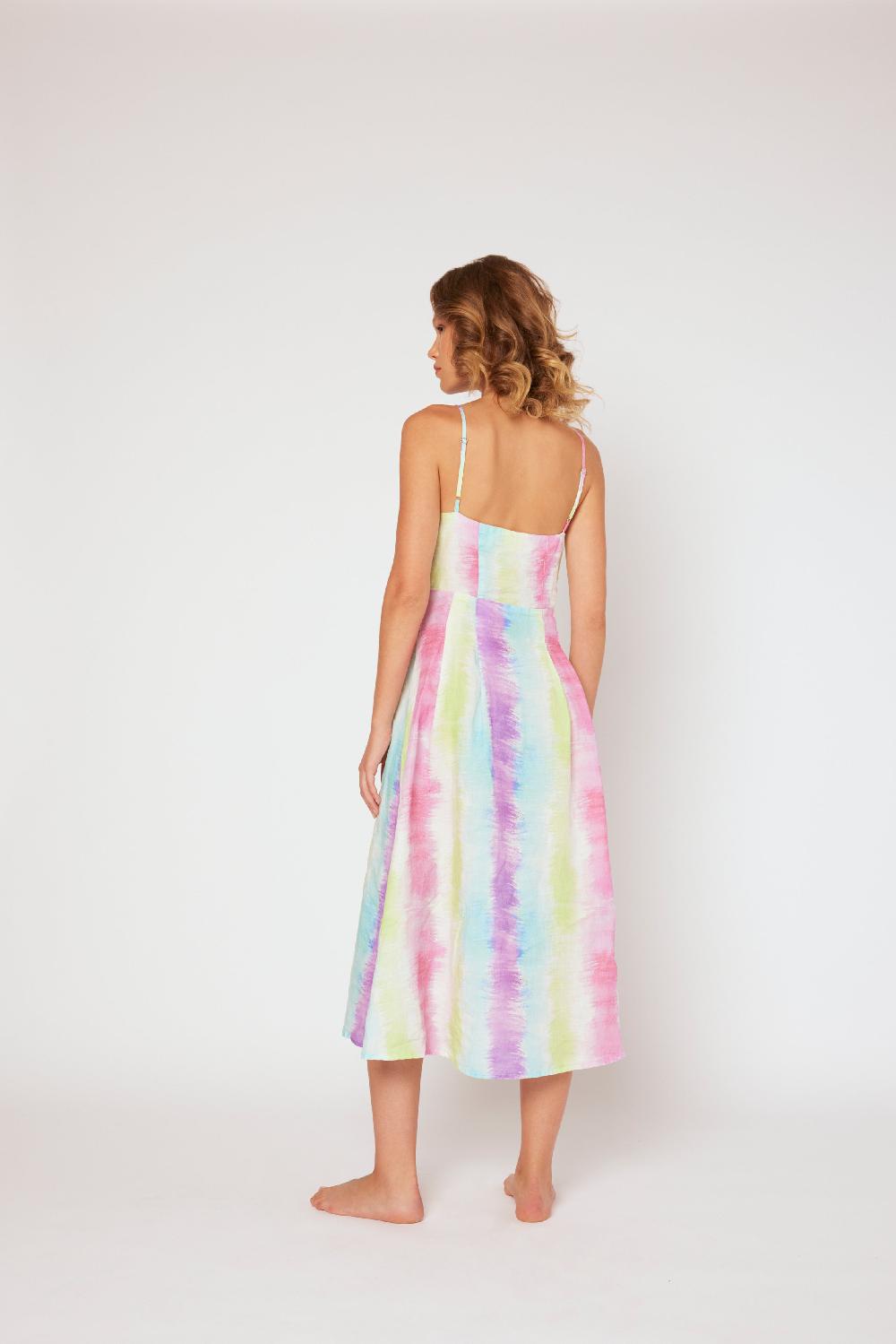 120% Lino Tie-dye Dress In Vendita