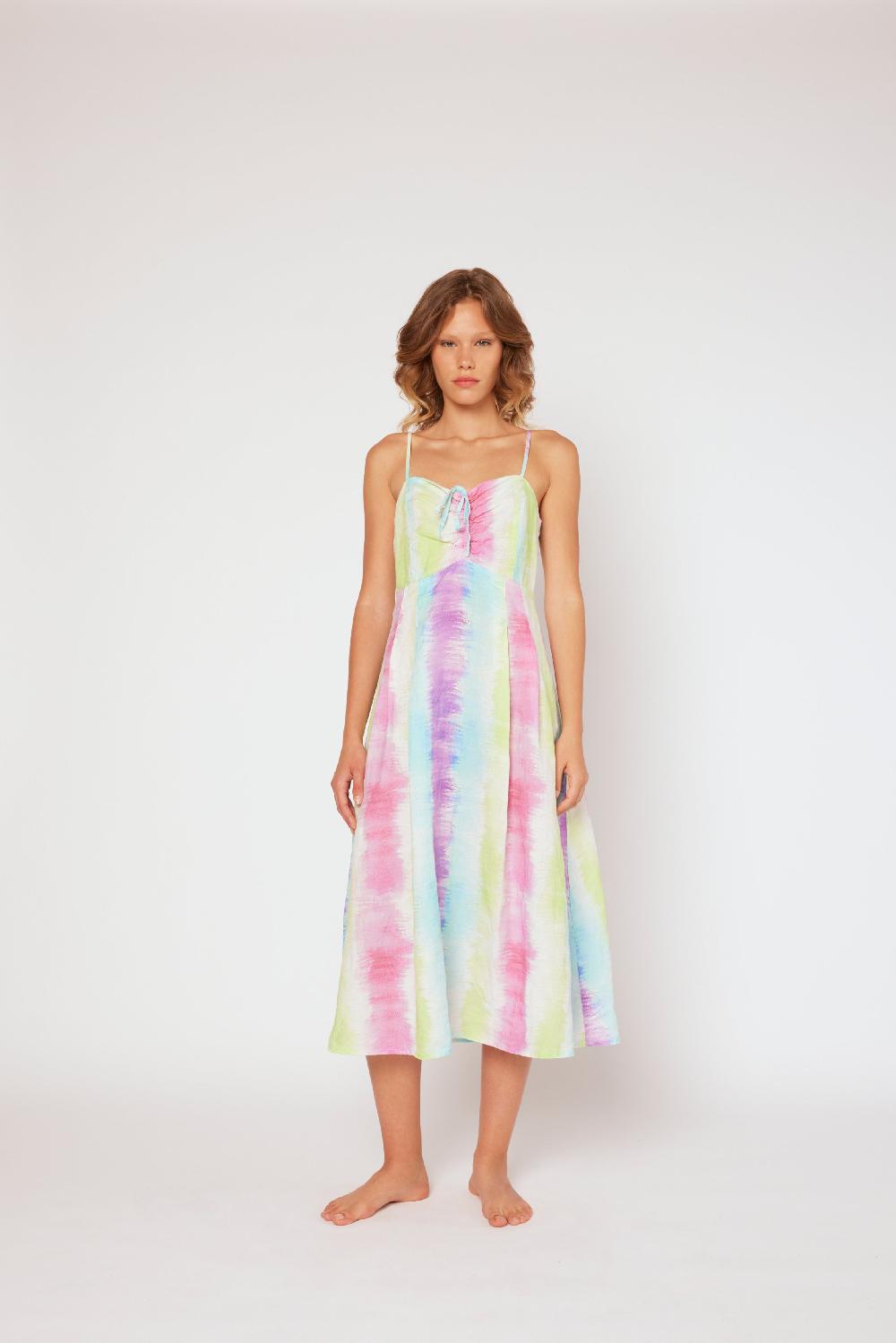 120% Lino Tie-dye Dress In Vendita