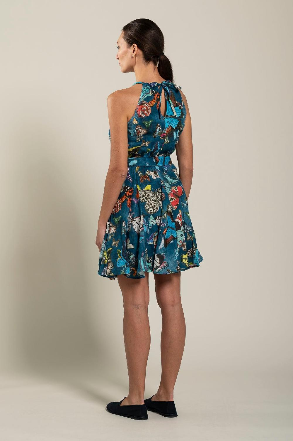 120% Lino Butterfly Print Dress Offerte