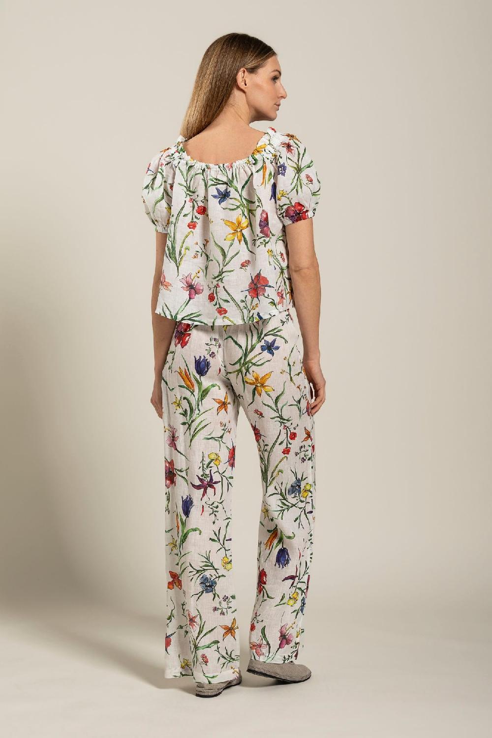 120% Lino Woman Provance Print Blouse In Saldo