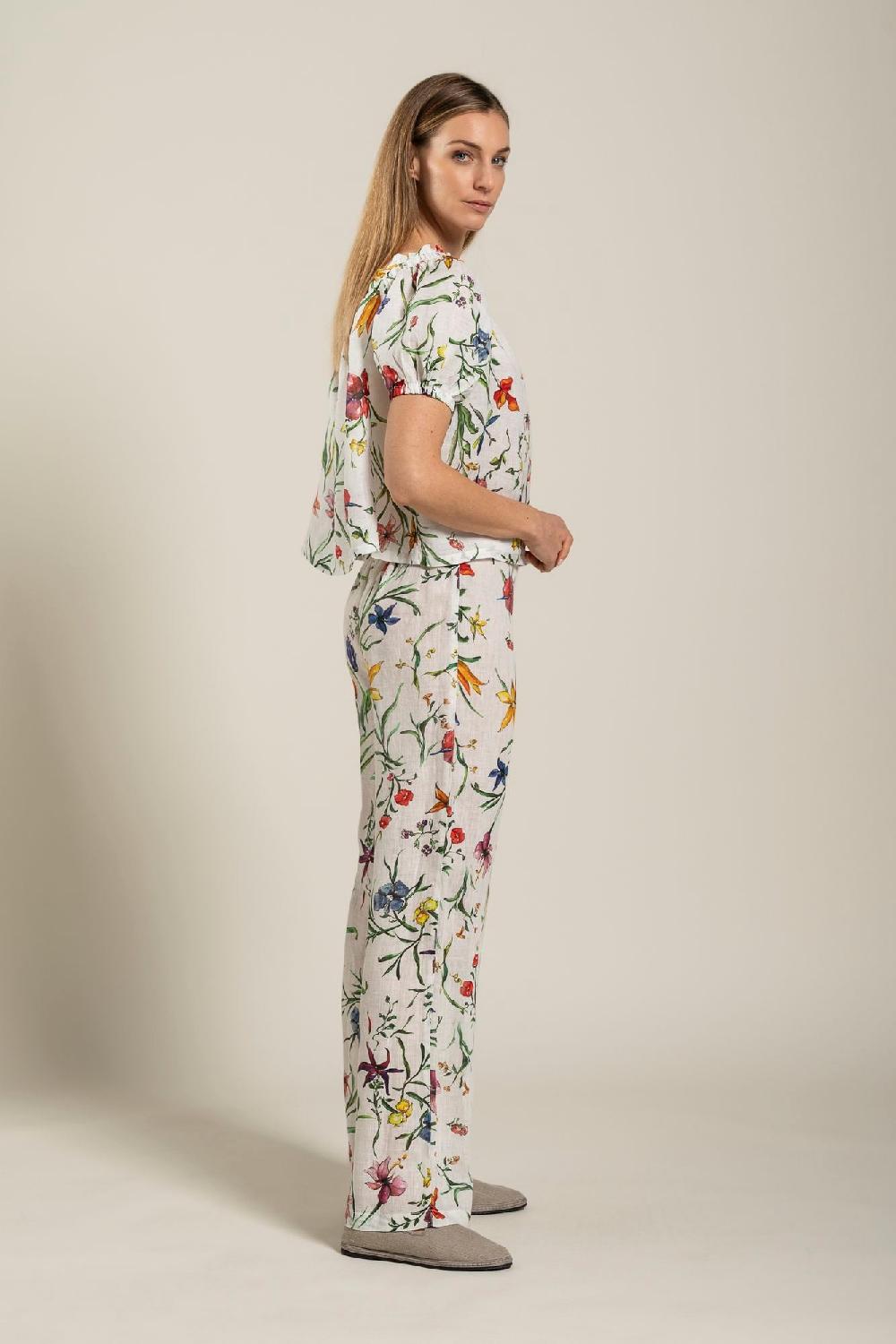 120% Lino Woman Provance Print Blouse In Saldo