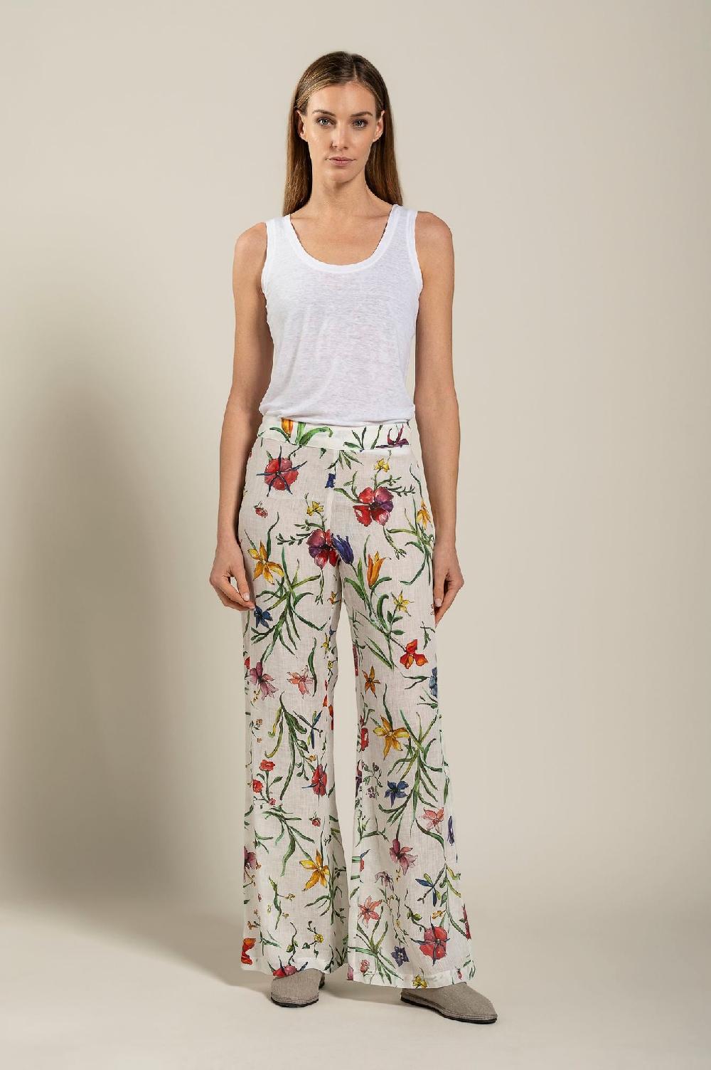 120% Lino Woman Provance Print Pant Nuova