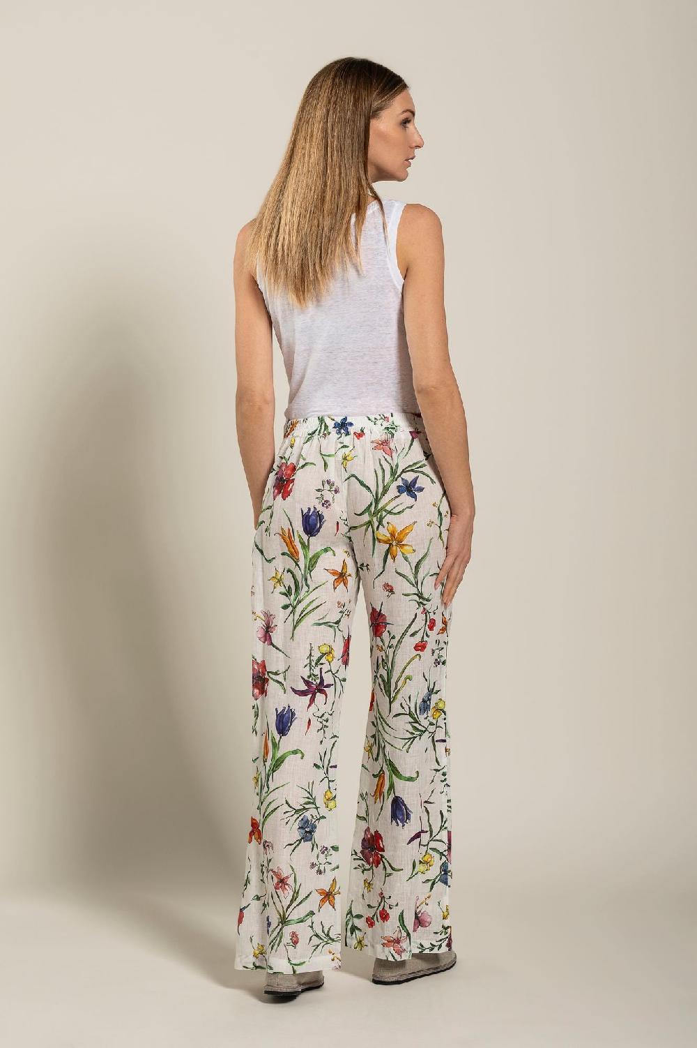 120% Lino Woman Provance Print Pant Nuova