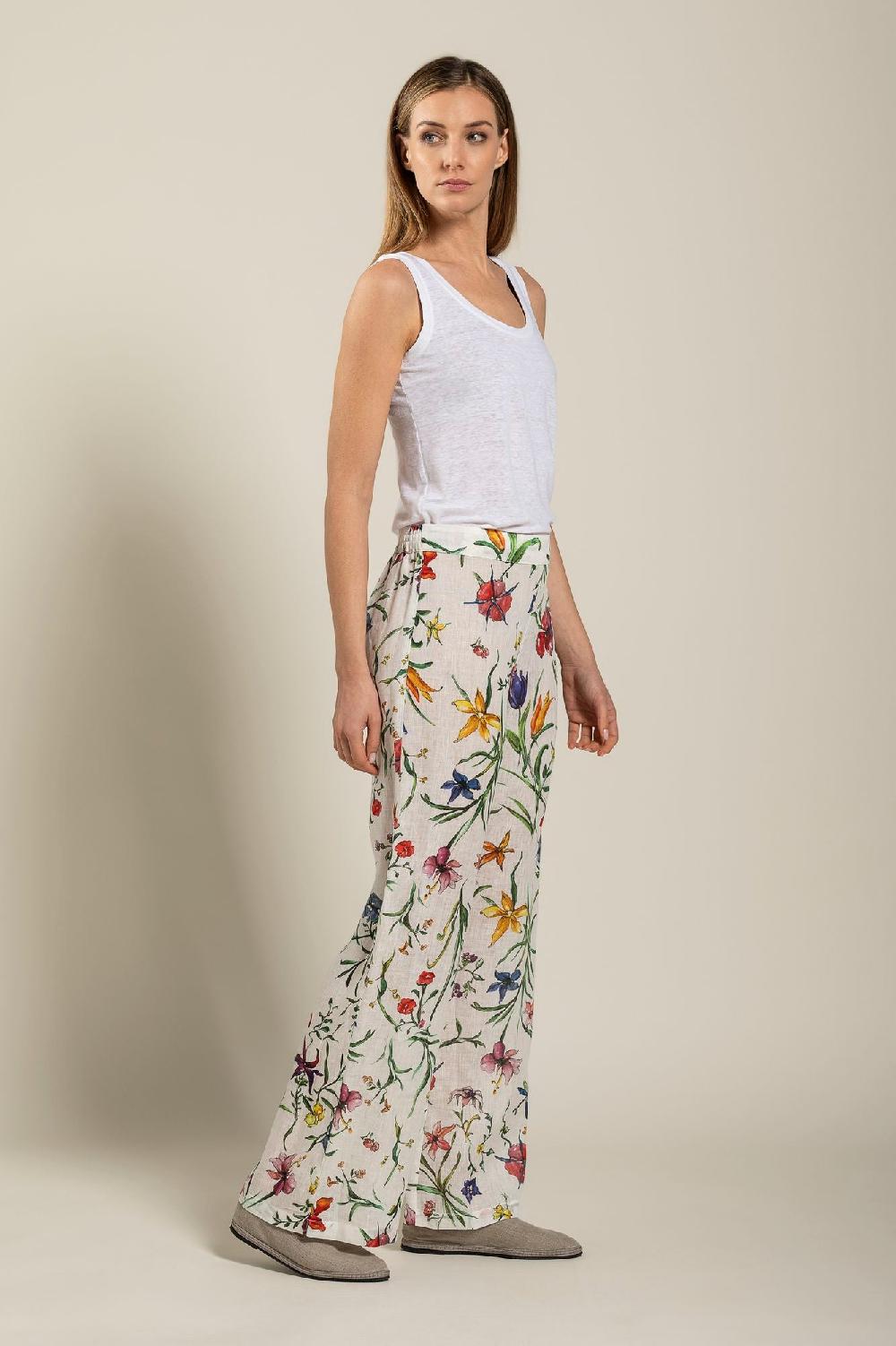 120% Lino Woman Provance Print Pant Nuova