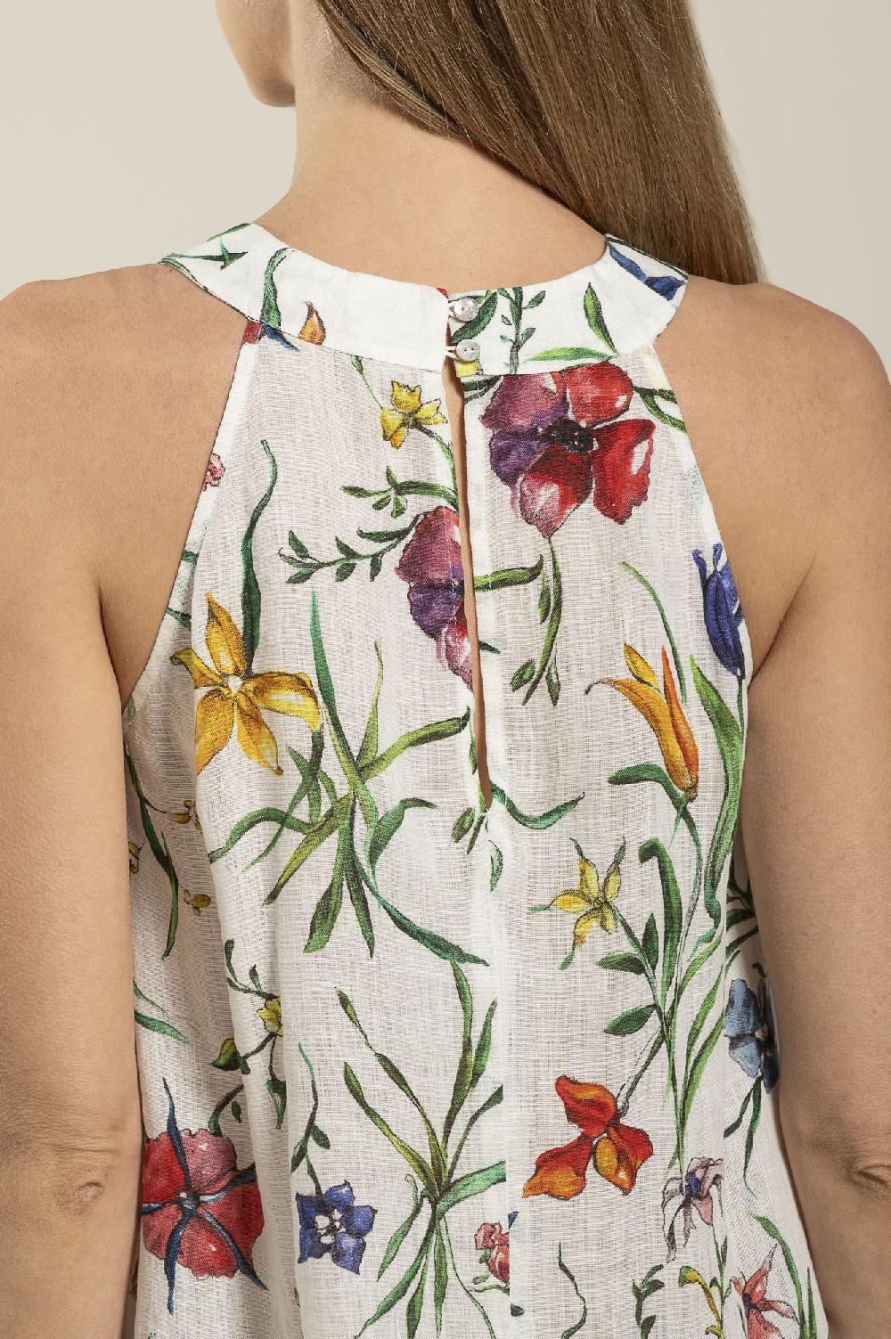 120% Lino Provance Print Maxi Dress Moda