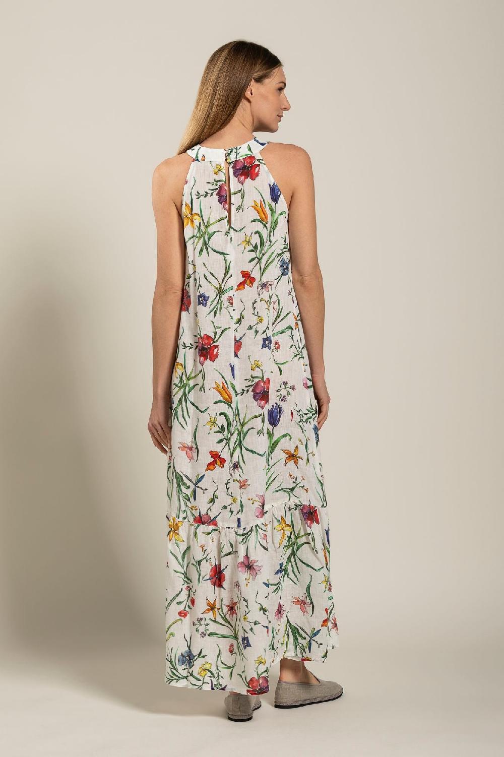 120% Lino Provance Print Maxi Dress Moda