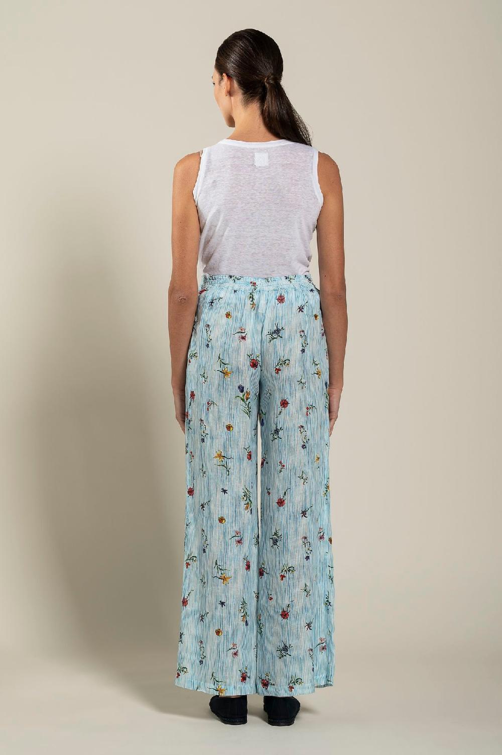 120% Lino Woman Striped Pant Italy