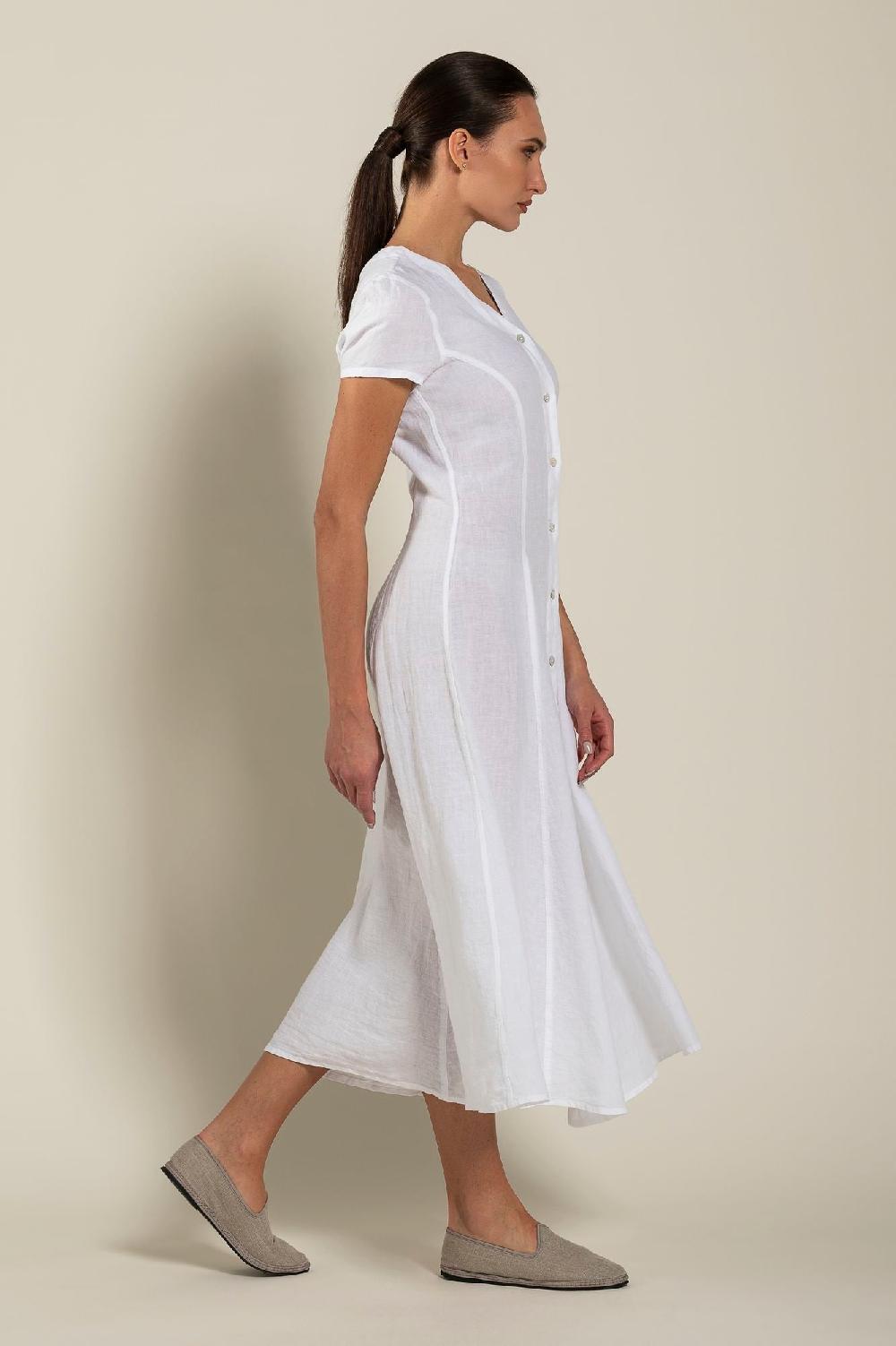120% Lino Button Down Dress Vendita