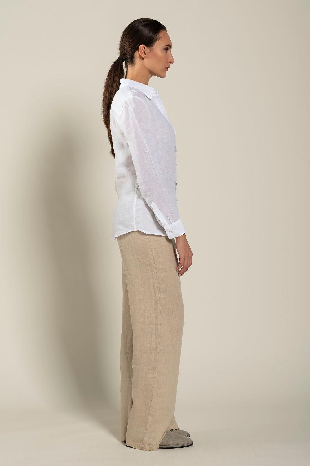 120% Lino Long Sleeve Regular Fit Woman Shirt Negozi Online