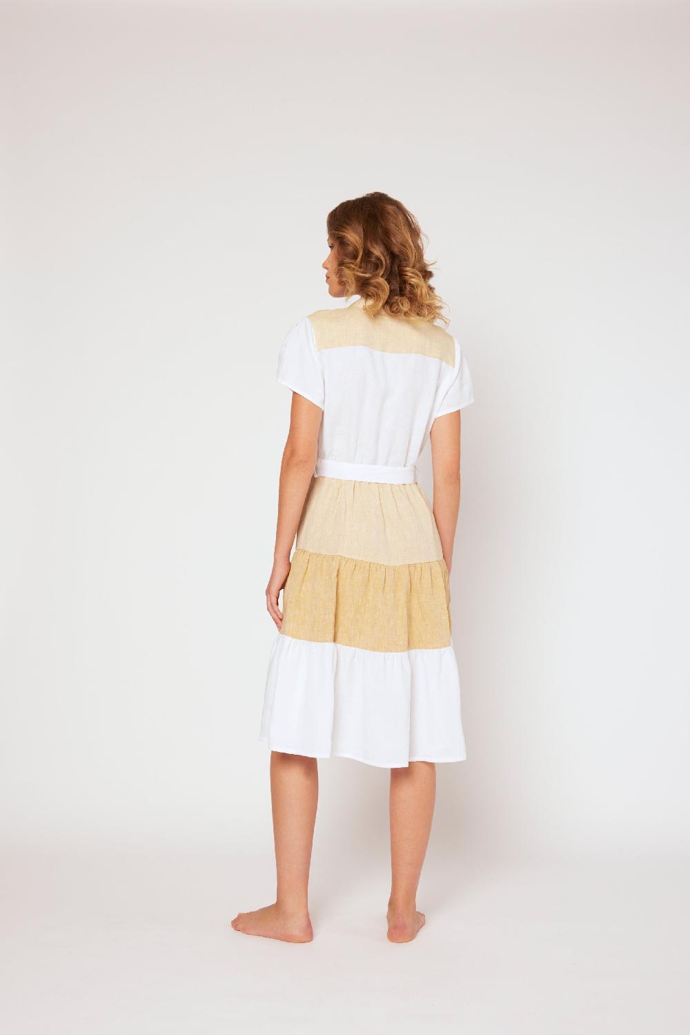 120% Lino Yarn-dyed short sleeve dress Shopping Online