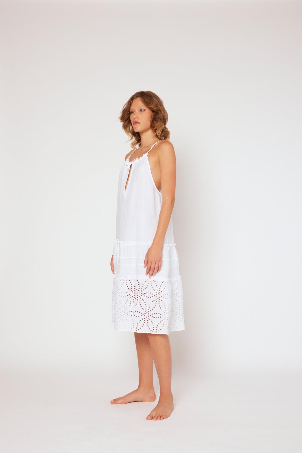 120% Lino Halter Short Dress Convenienza
