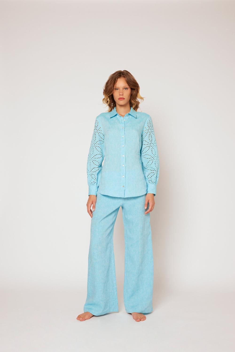 120% Lino Yarn-dyed linen blouse Novità