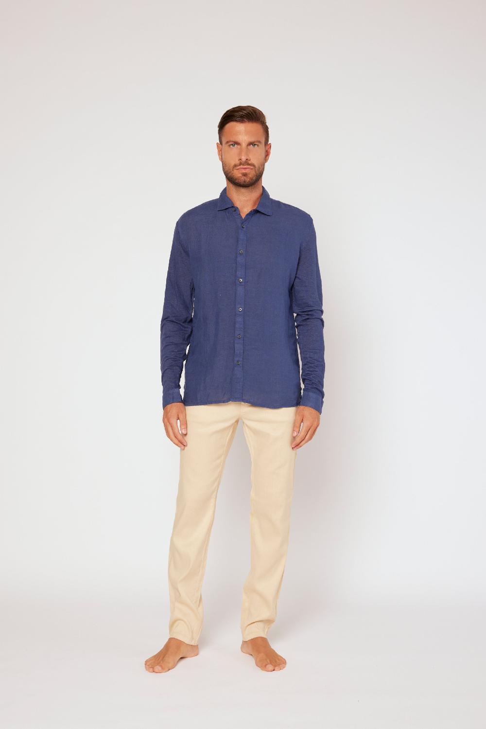 120% Lino Long Sleeve Shirt In Vendita