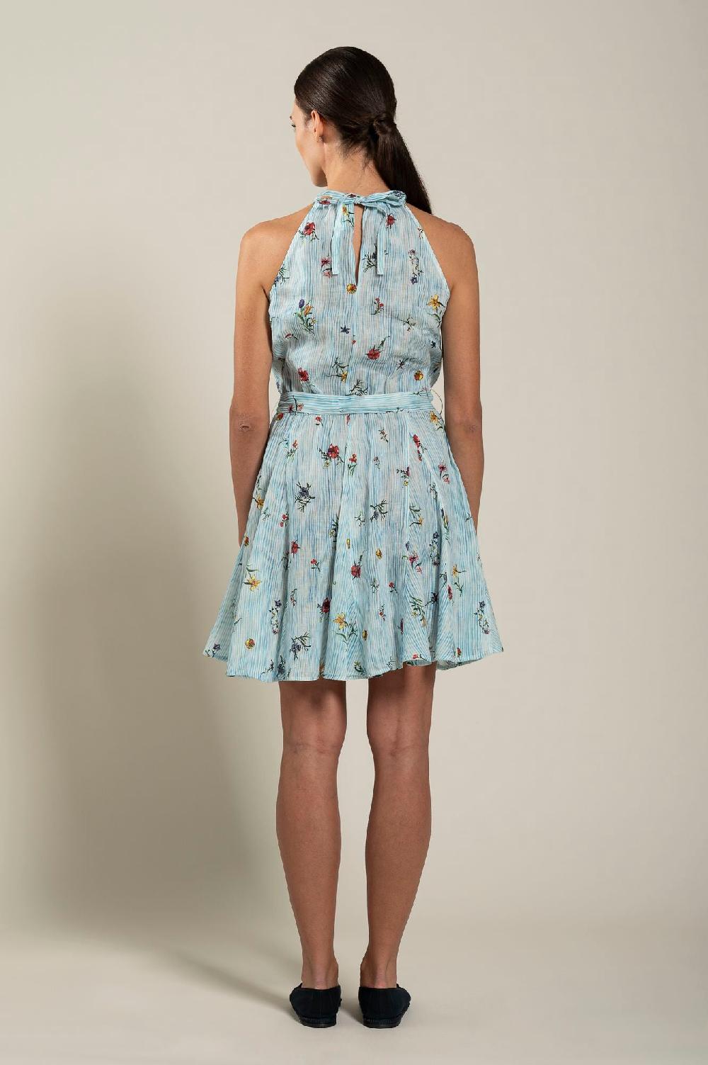 120% Lino Woman Striped Dress With Belt Hotsell