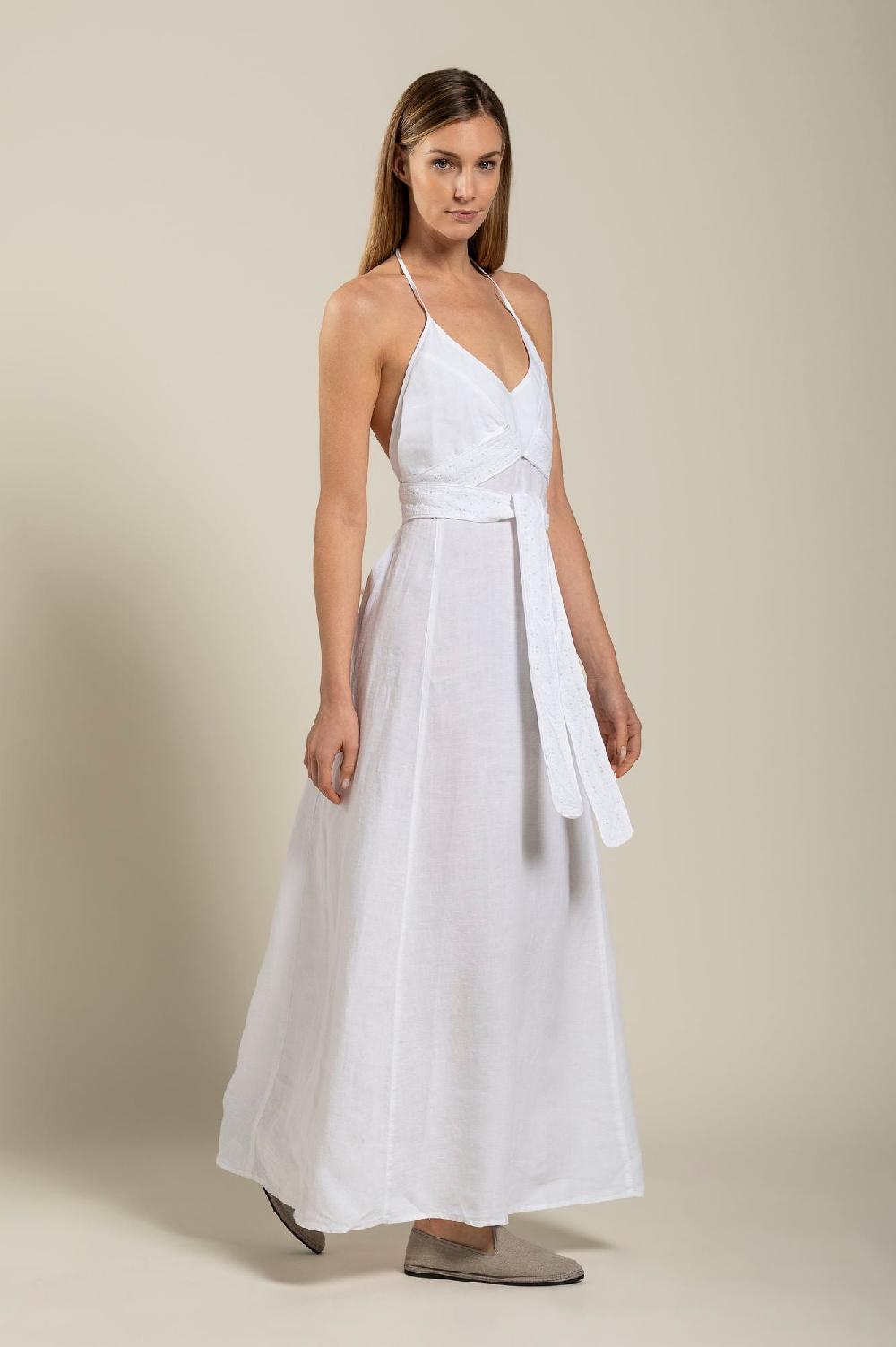 120% Lino Dress With Belt Black Friday Prezzi