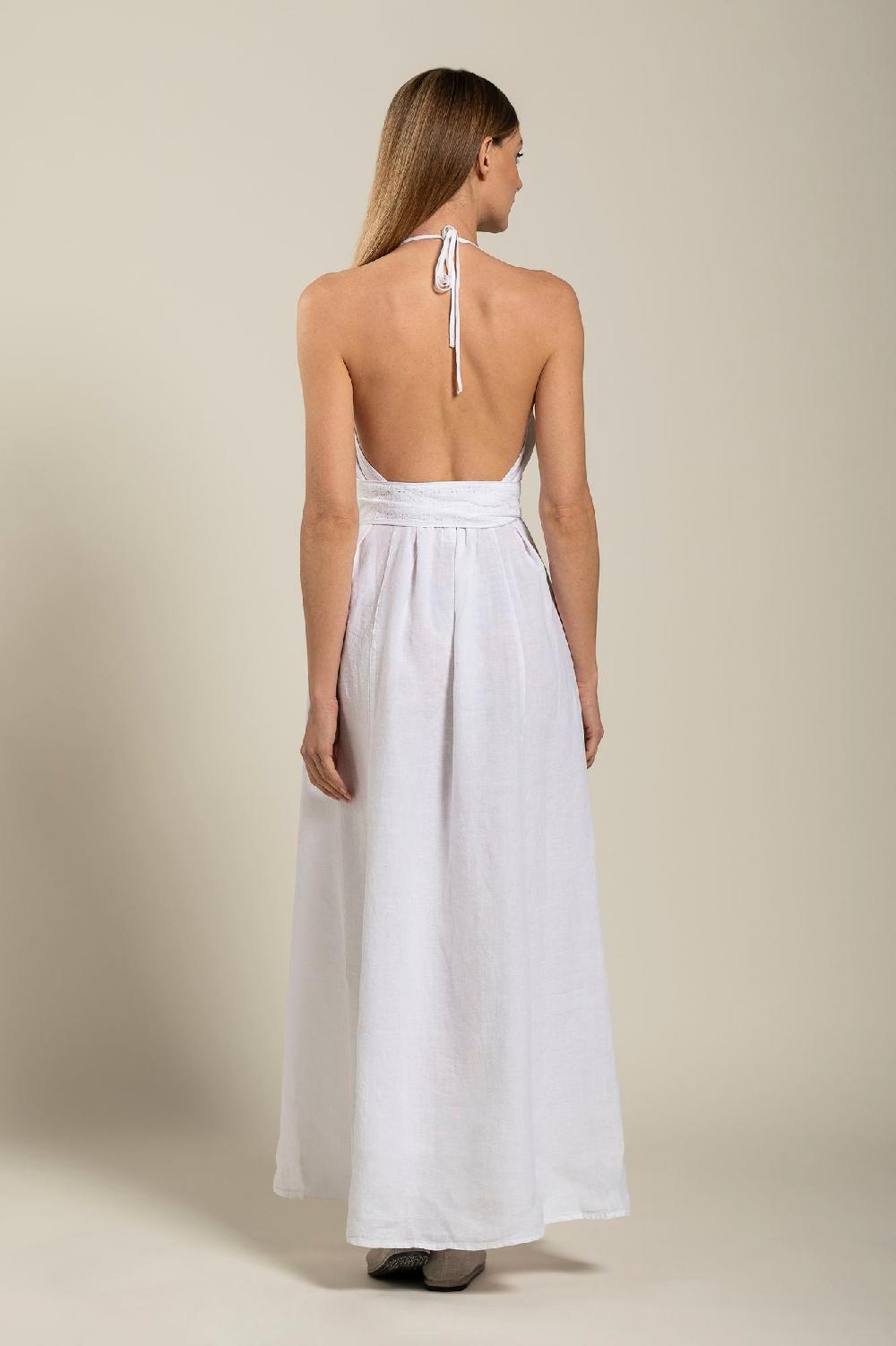 120% Lino Dress With Belt Black Friday Prezzi