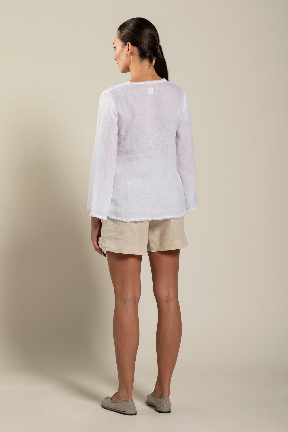 120% Lino Long Sleeve Woman Blouse Vendite Flash