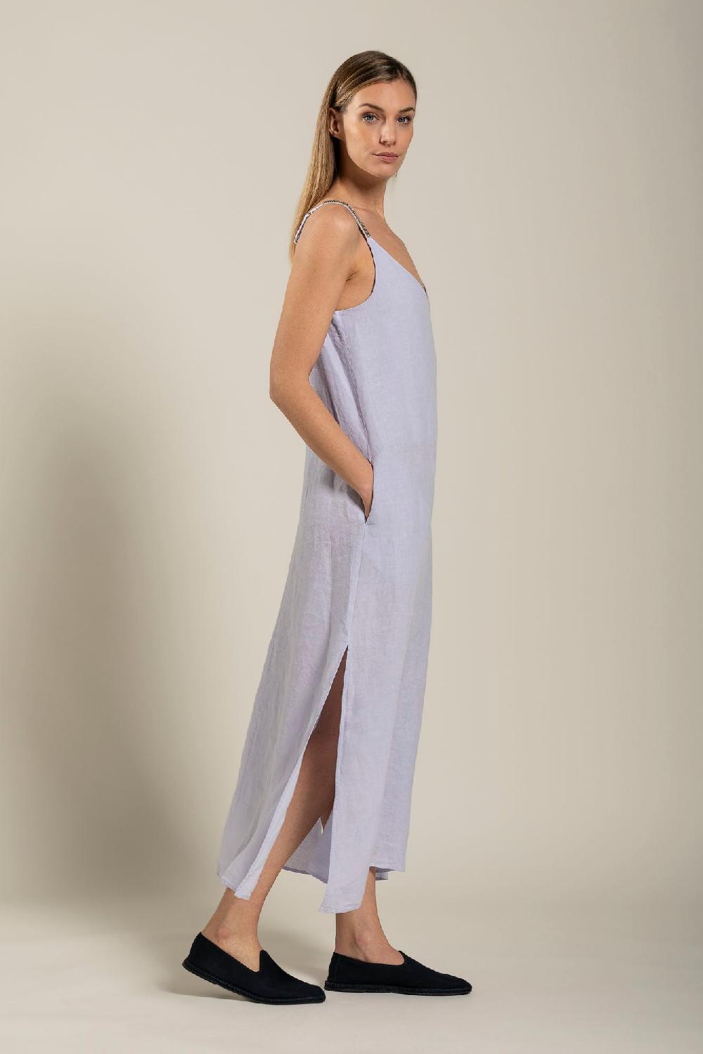 120% Lino Dress with Strap Embelishment Negozio