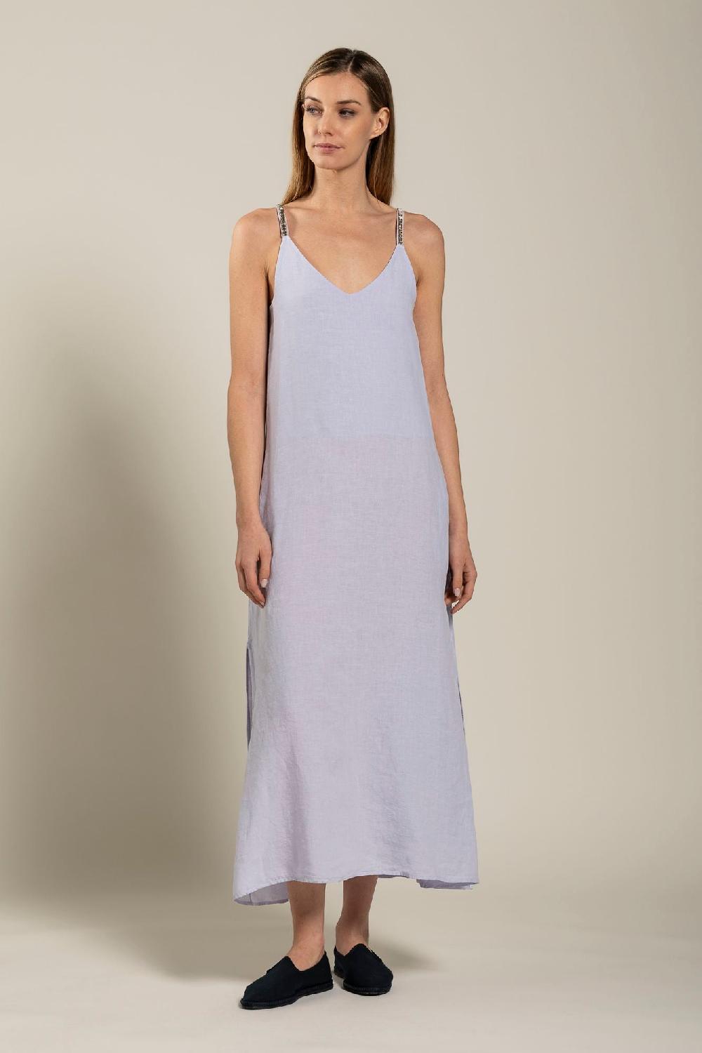 120% Lino Dress with Strap Embelishment Negozio