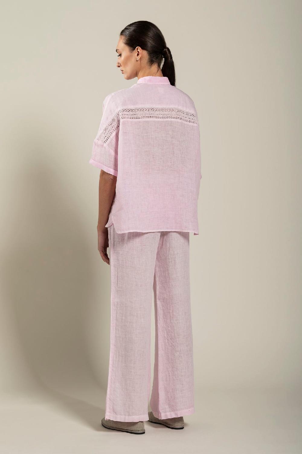 120% Lino Short Sleeve Woman Shirt In Saldo