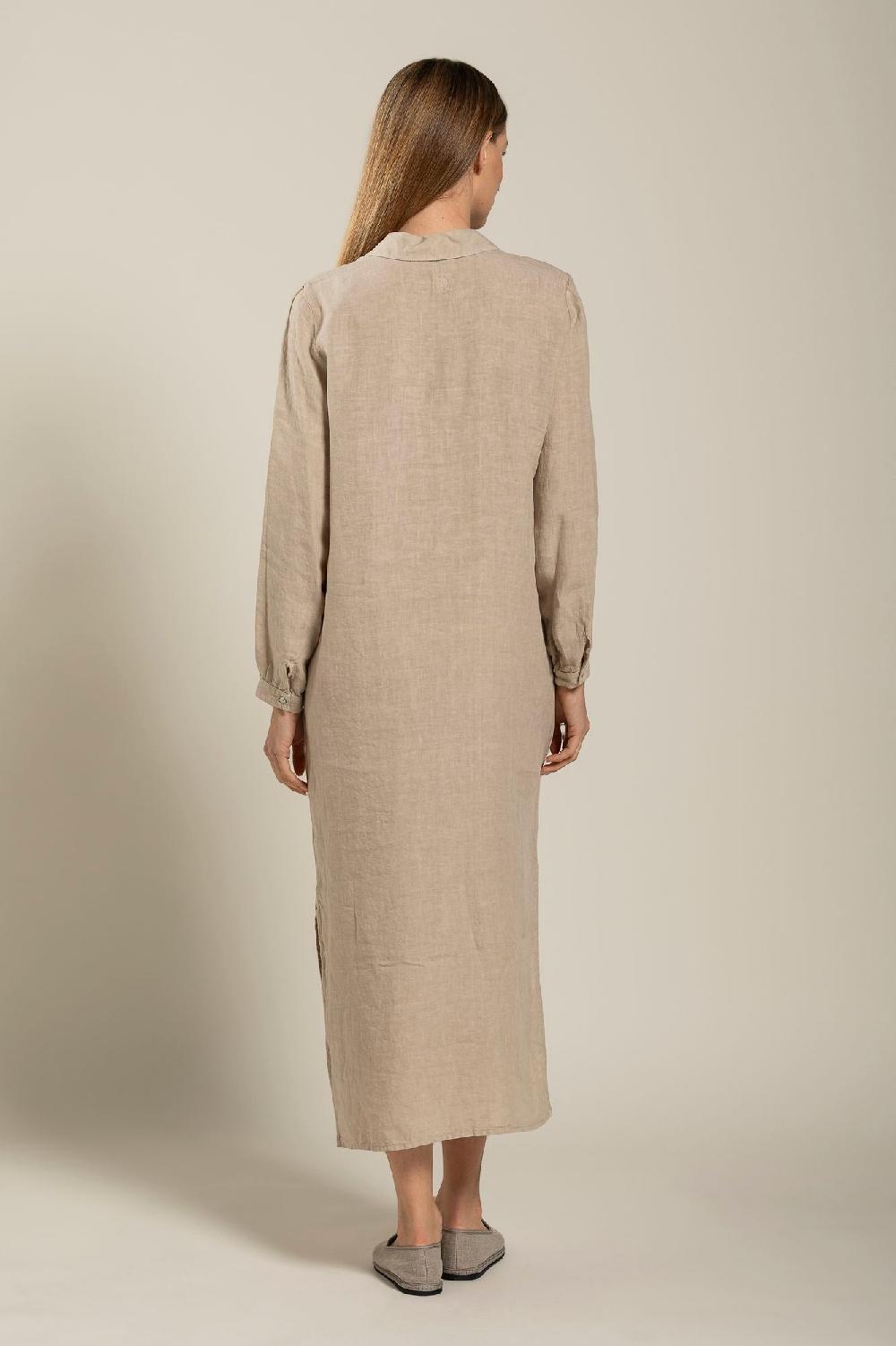 120% Lino Long Sleeve Dress With Pockets Nuova