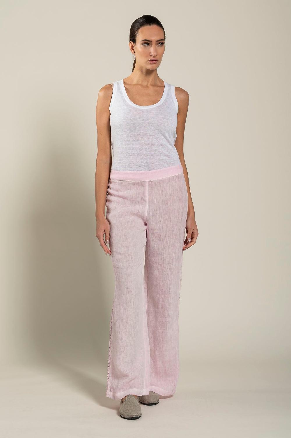 120% Lino Woman Pant With Side Detail Italy