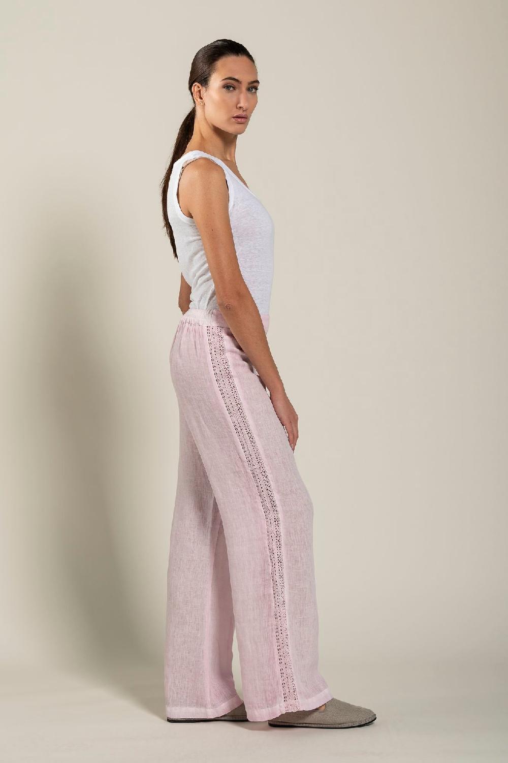 120% Lino Woman Pant With Side Detail Italy