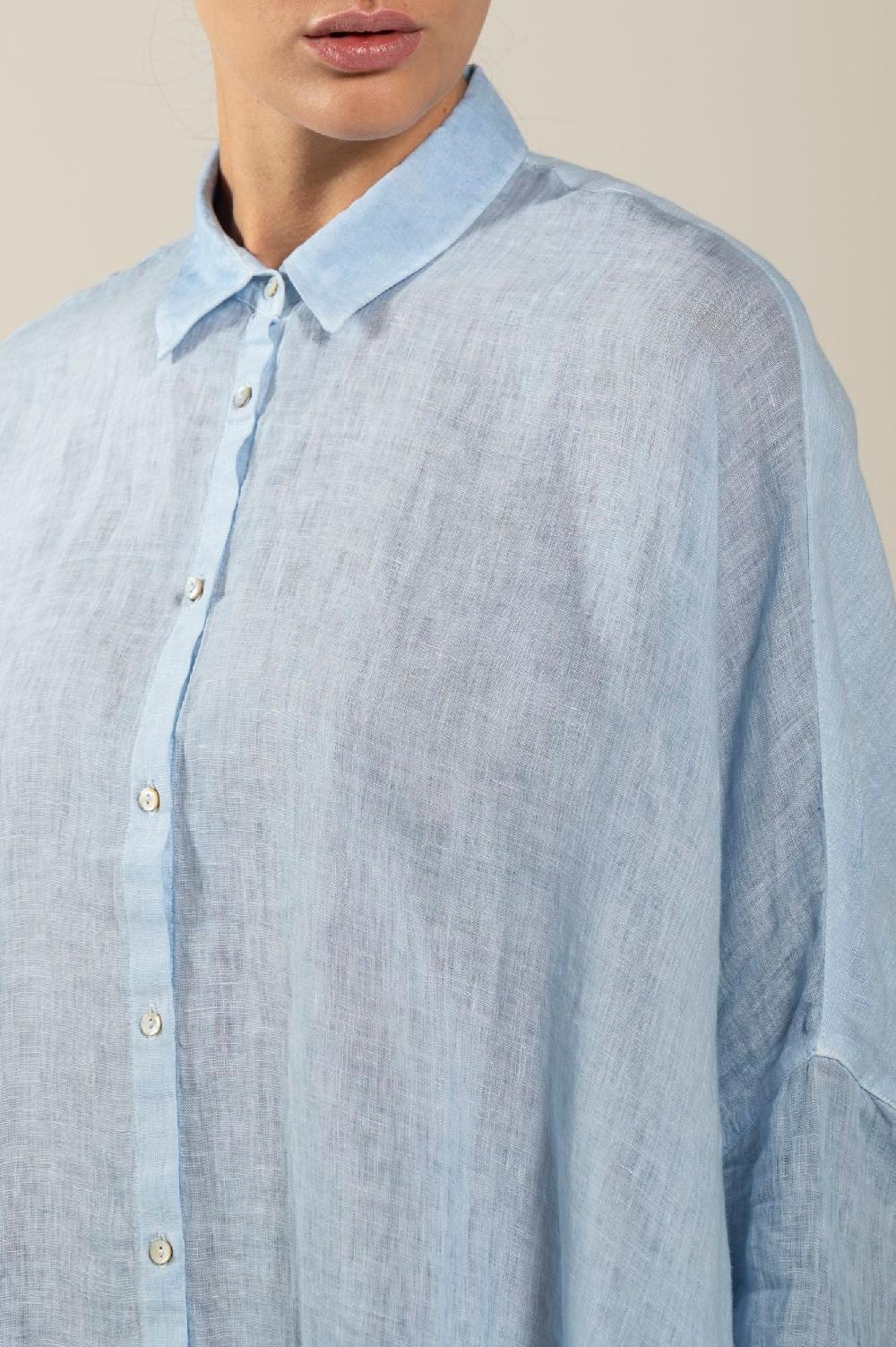 120% Lino Oversized Long Shirt Qualità