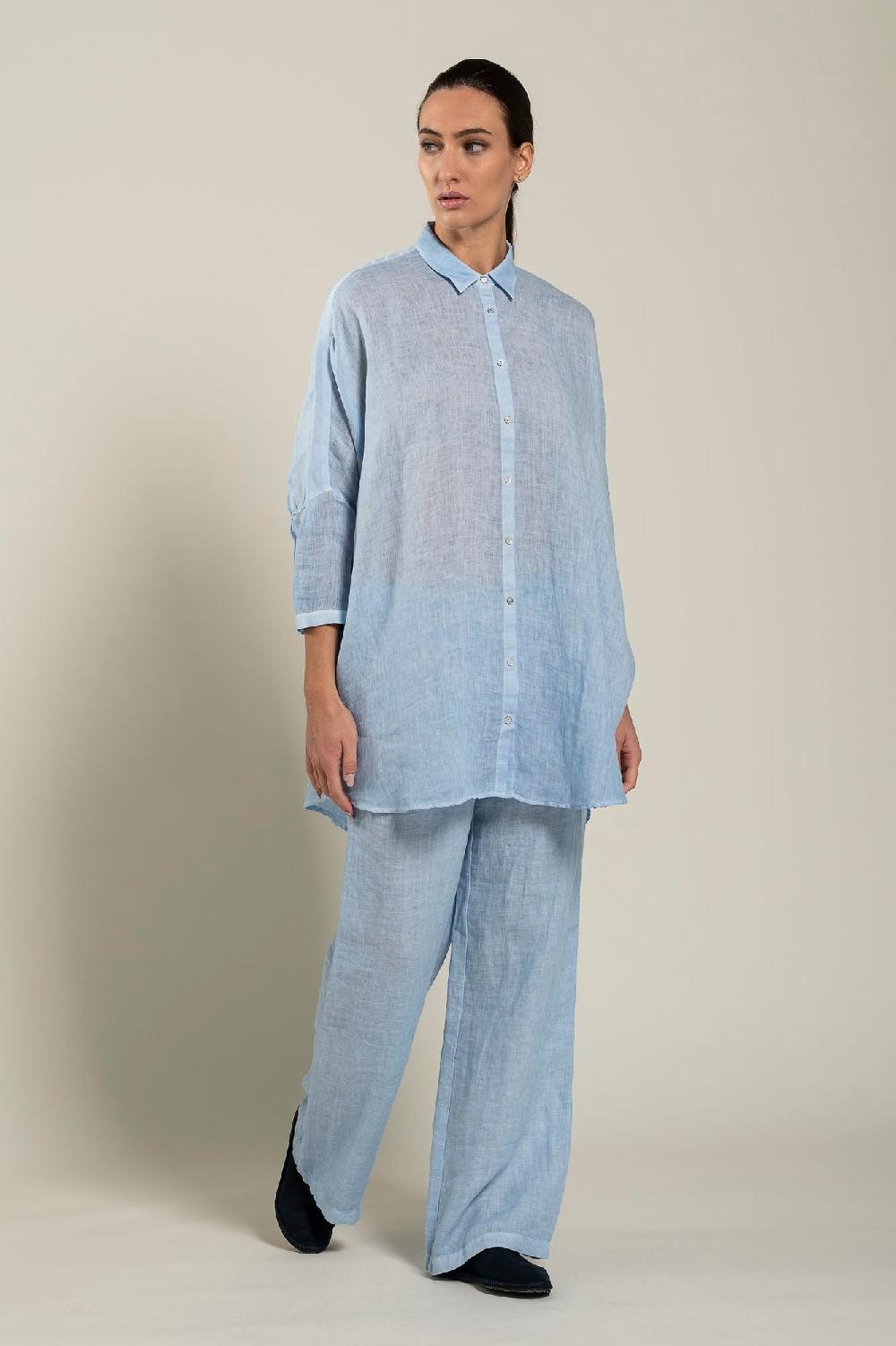 120% Lino Oversized Long Shirt Qualità
