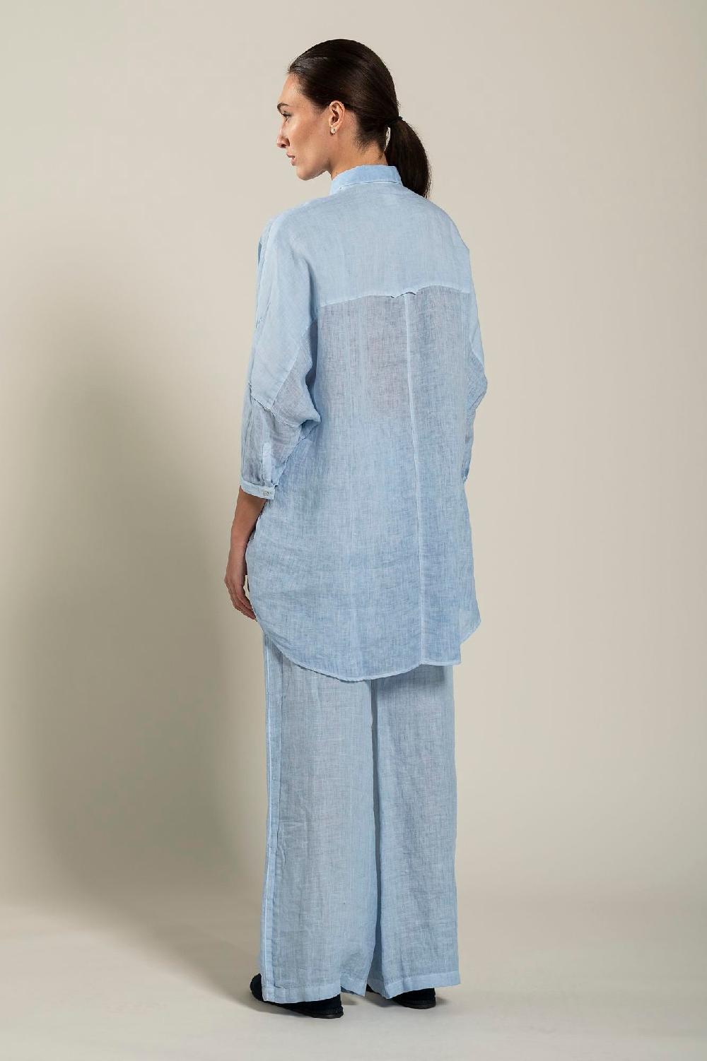 120% Lino Oversized Long Shirt Qualità