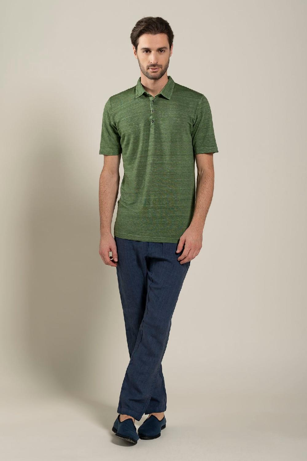 120% Lino Short Sleeve Man T-Shirt Polo