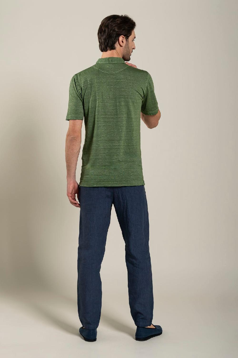 120% Lino Short Sleeve Man T-Shirt Polo Pezzi Unici