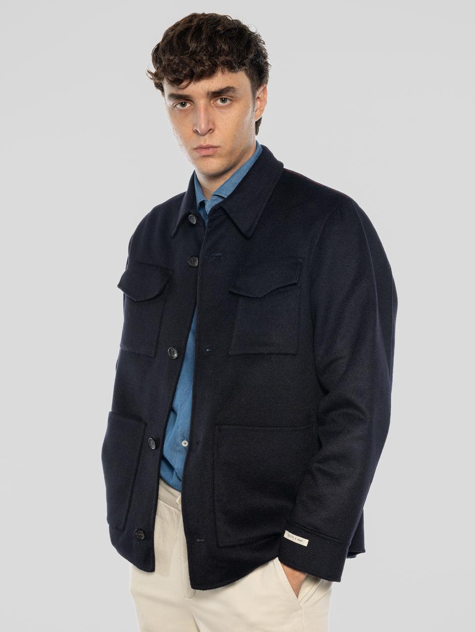 PALTò Overshirt in Panno Double Sasha Blu Negozi Online