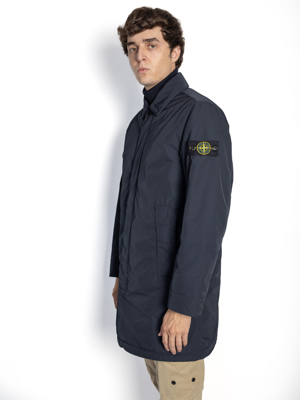 STONE ISLAND Cappotto in Micro Twill con Imbottitura Blu Shopping Online