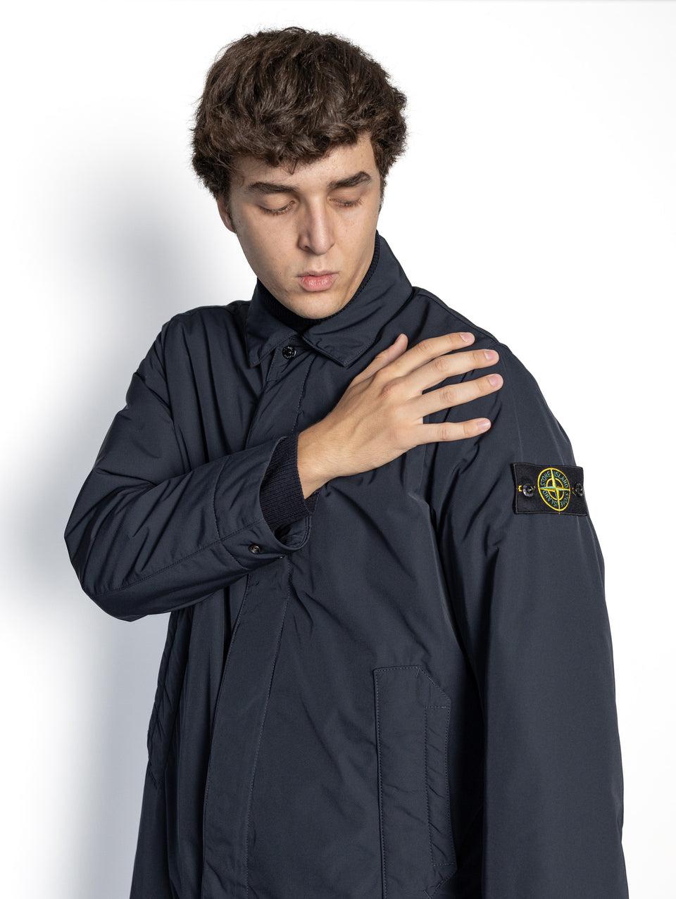 STONE ISLAND Cappotto in Micro Twill con Imbottitura Blu Shopping Online
