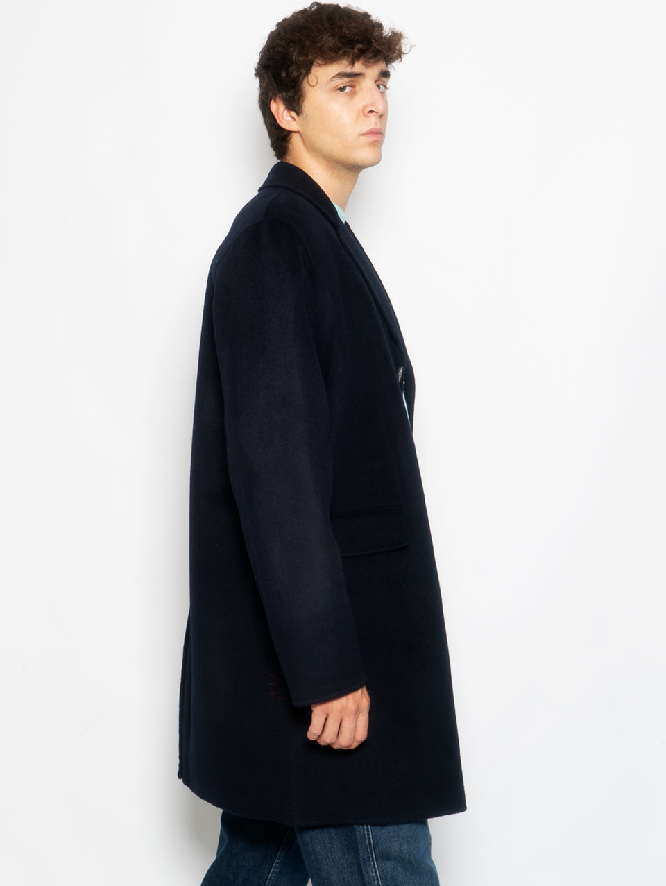 AMARANTO Cappotto Monopetto Tre Quarti Navy Prezzo Ridotto