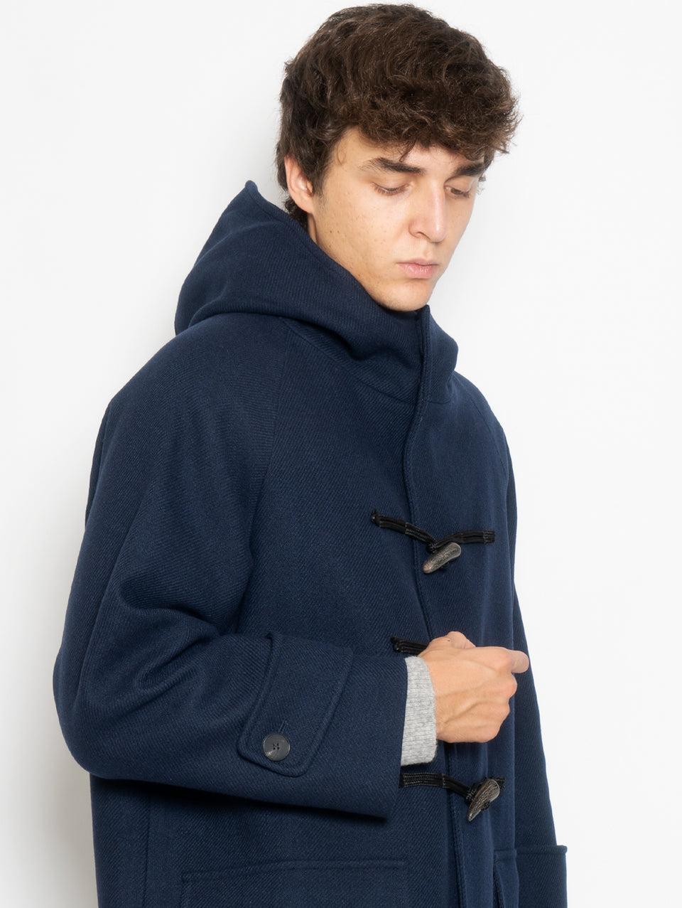 AMARANTO Cappotto Montgomery Lungo in Twill Navy Presa