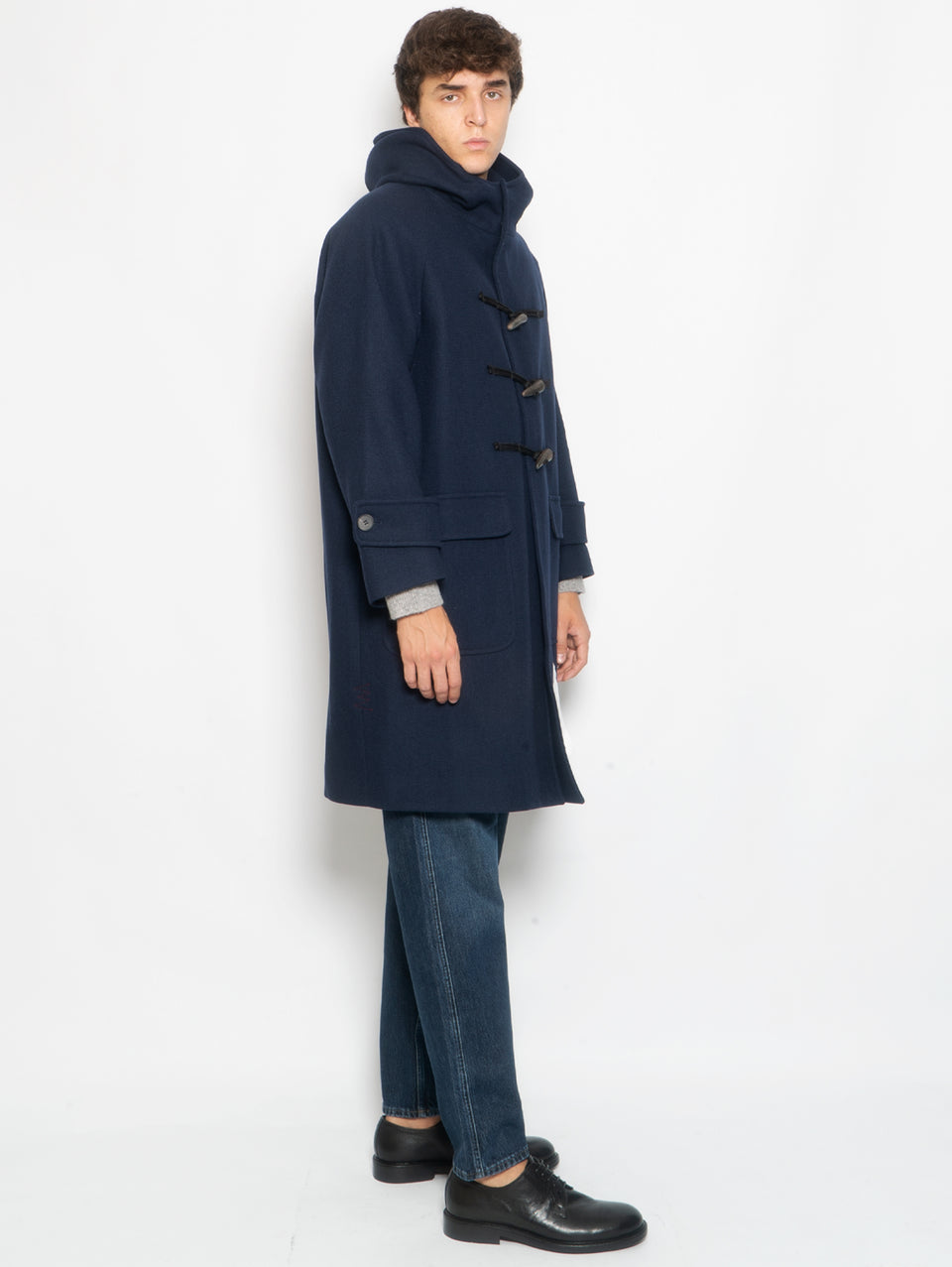 AMARANTO Cappotto Montgomery Lungo in Twill Navy Presa
