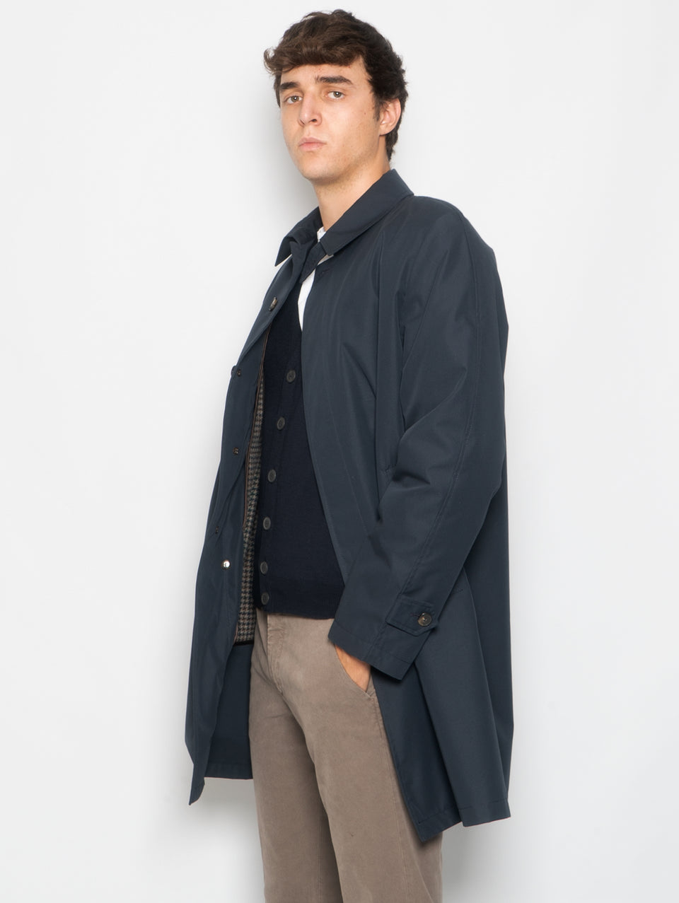 L'IMPERMEABILE Cappotto Car Coat con Interno in Lana Martin Blu Economico