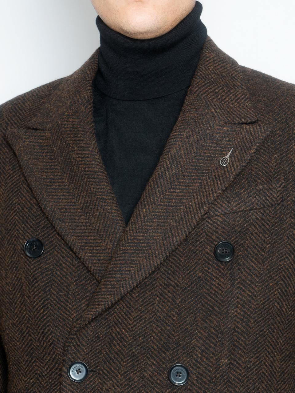 PAOLONI Cappotto Doppiopetto in Lana Resca Marrone Online