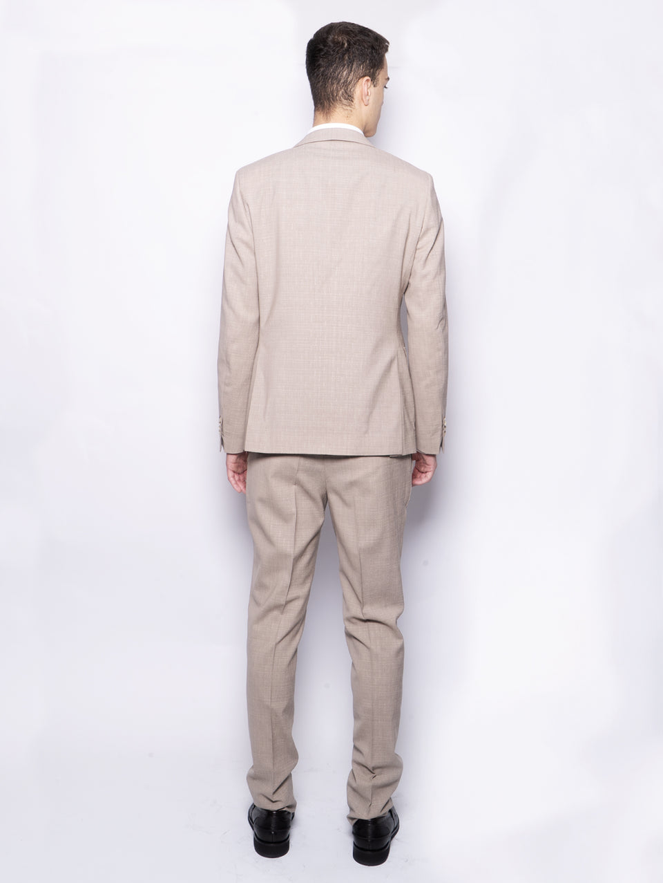 PAOLONI Completo in Lana Fiammata Stretch Beige Vendita Economica