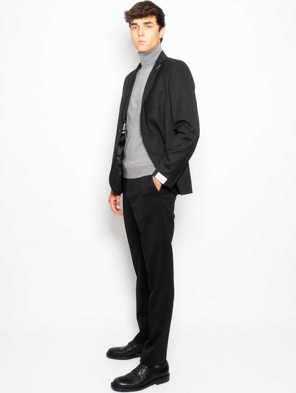 PAOLONI Completo in Lana Stretch Slim Nero Moda