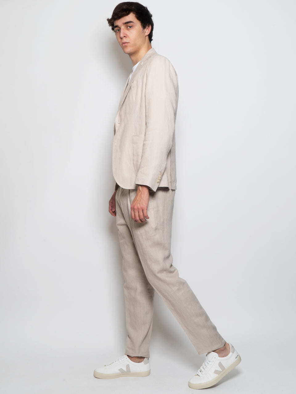 MANUEL RITZ Completo in Lino Lavato Beige Nuovo