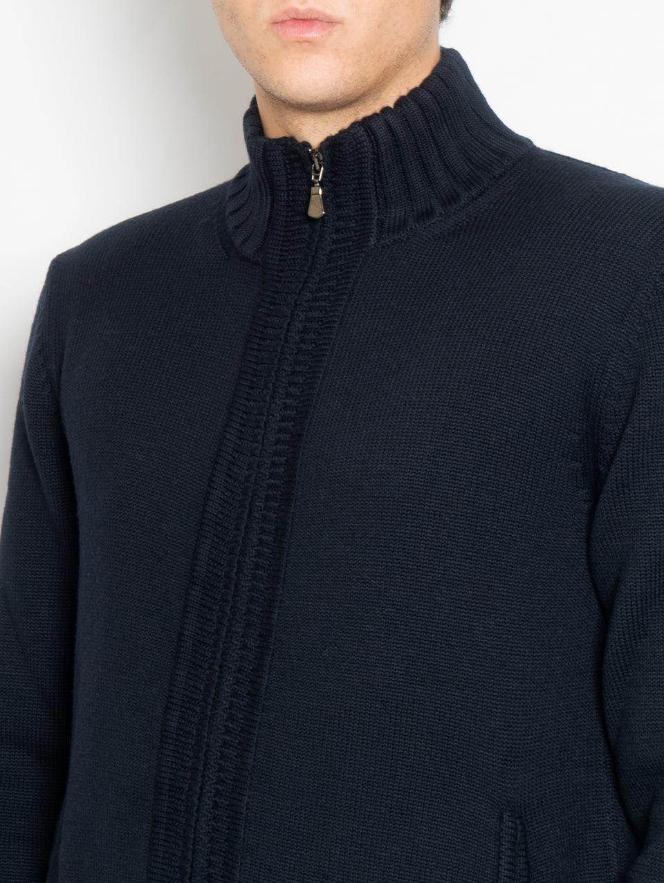 ALPHA STUDIO Cardigan in Maglia Full Zip Blu Acquista Ora
