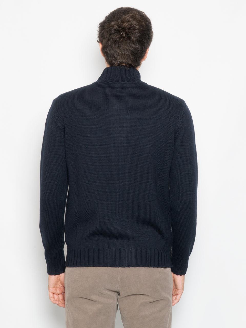 ALPHA STUDIO Cardigan in Maglia Full Zip Blu Acquista Ora