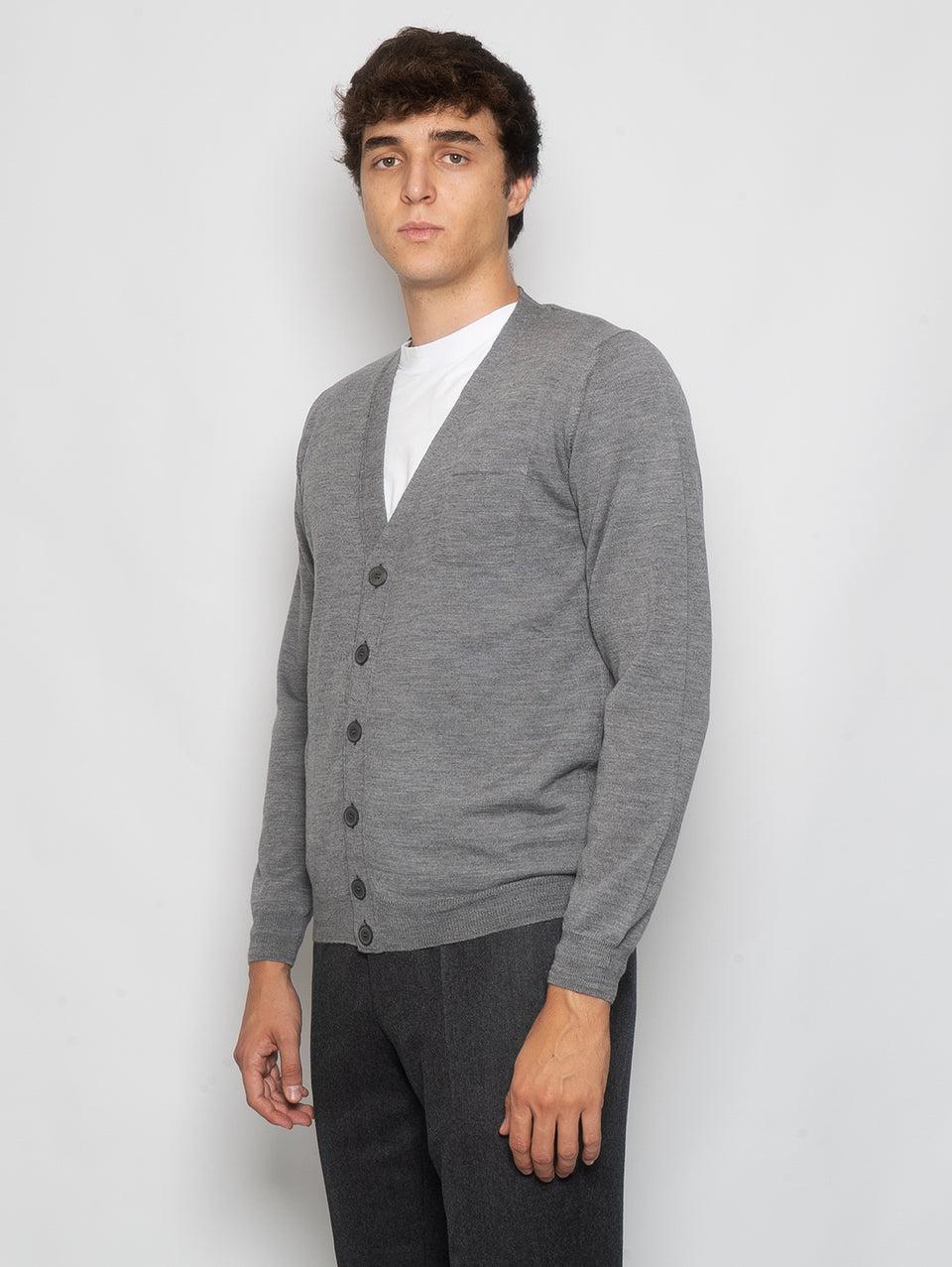 ALPHA STUDIO Cardigan con Taschino in Merinos Grigio Consegna Veloce