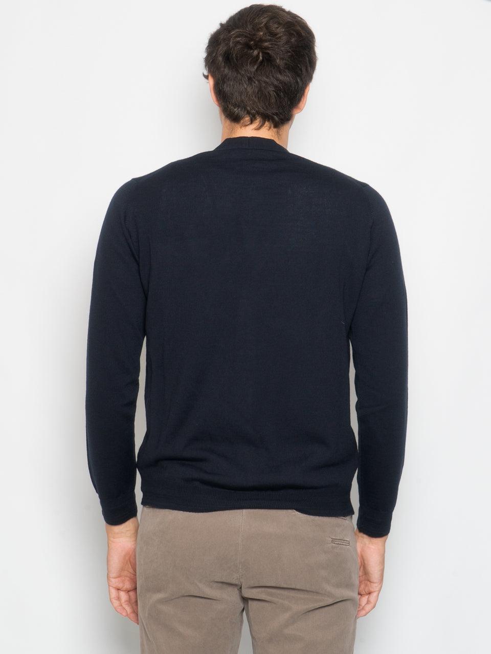 ALPHA STUDIO Cardigan con Taschino in Merinos Blu Promozione Limitata