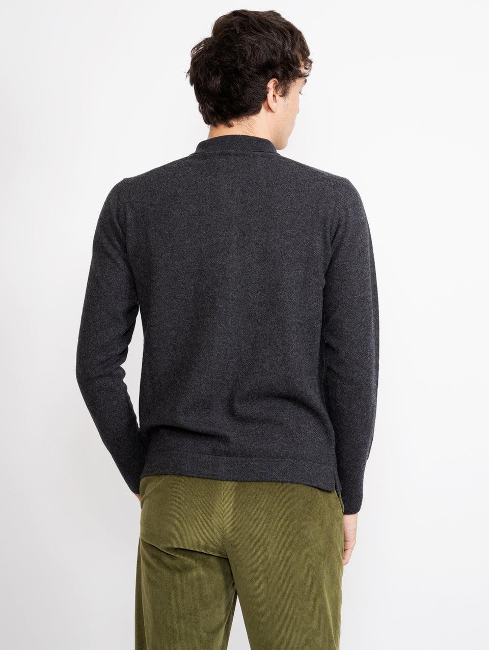 OFFICINE GÉNÉRALE Cardigan con Colletto a Polo Grigio Sottocosto