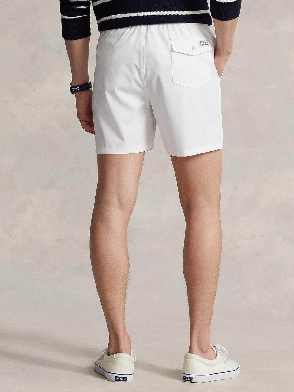 RALPH LAUREN Boxer da Mare Tinta Unita Traveler Bianco Presa